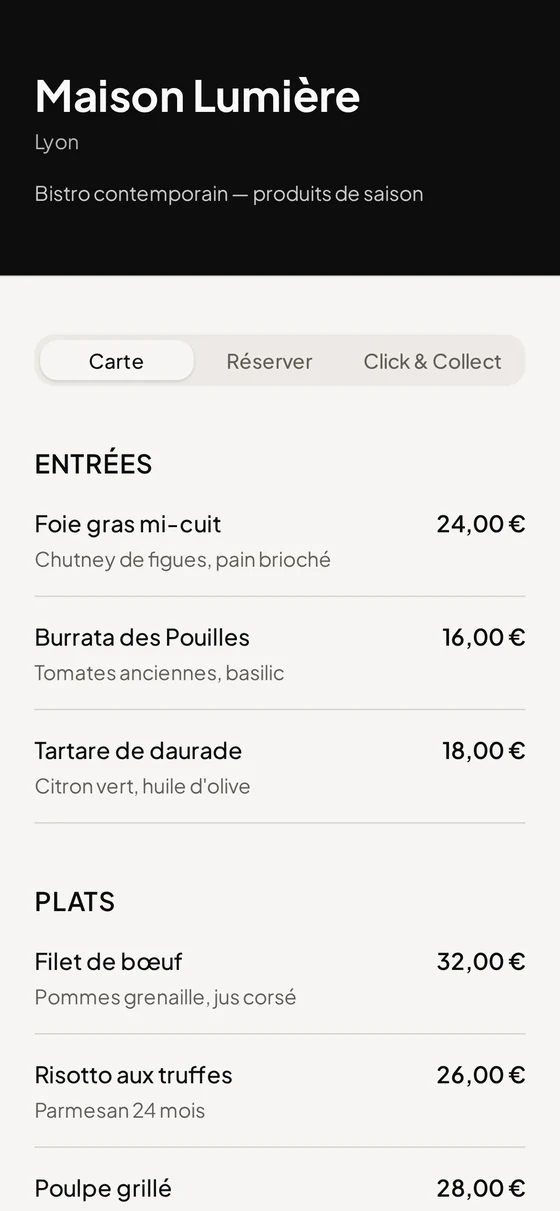 Scan du QR code et ouverture de la carte sur téléphone
